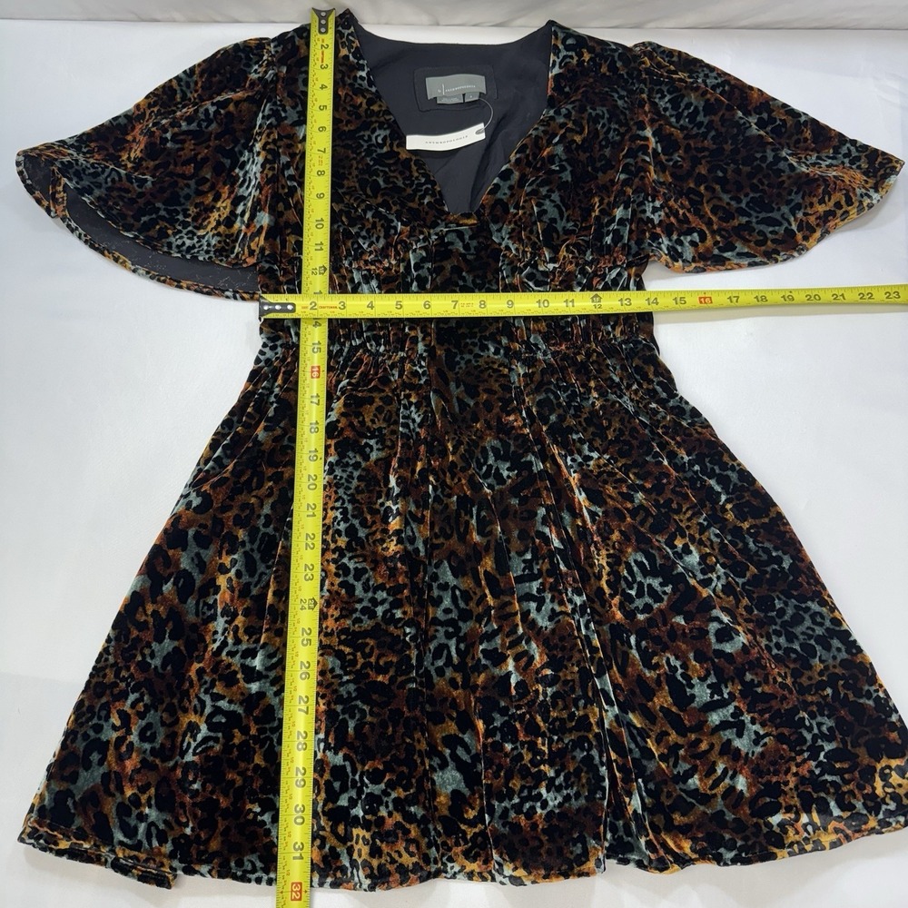 NEW Anthropologie Short Sleeve Velvet Animal Print Mini Dress Womens Small $188 - Picture 12 of 13